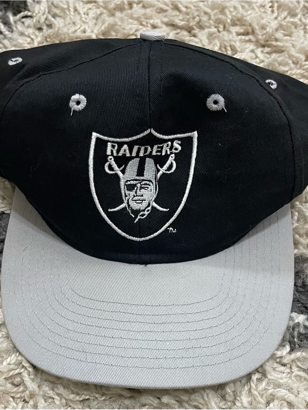 Vintage NFL Raiders Black and Gray Two-Tone Snapback Hat